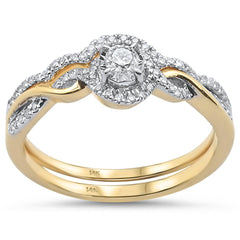 SPECIAL! .26cts 14k Yellow Gold Diamond Solitaire Engagement Bridal Ring Set