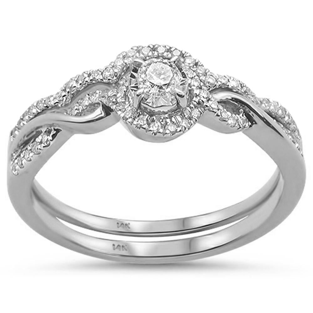SPECIAL! .26cts 14k White Gold Diamond Solitaire Engagement Bridal Ring Set