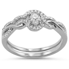 SPECIAL! .26cts 14k White Gold Diamond Solitaire Engagement Bridal Ring Set