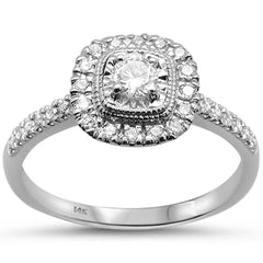 DIAMOND CLOSEOUT!  .43ct 14k White Gold Square Shape Diamond Engagement Wedding Ring Size 6.5