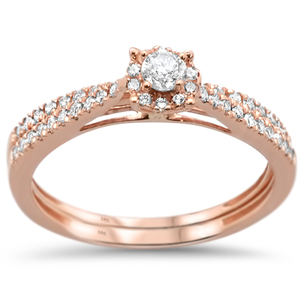 DIAMOND CLOSEOUT! .40ct 14k Rose Gold Diamond Engagement Promise Wedding Set Ring Size 6.5