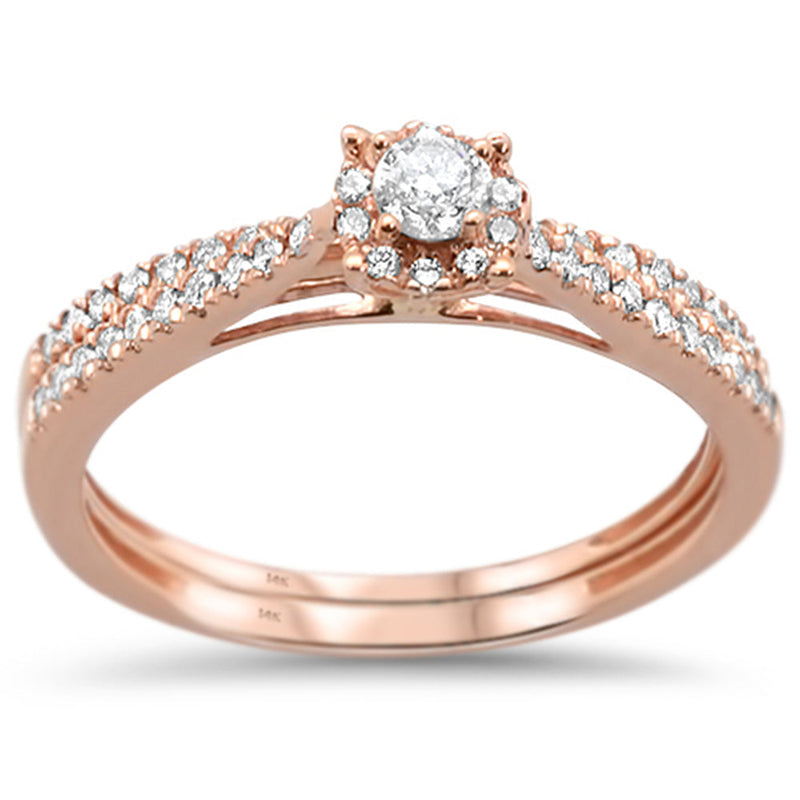 DIAMOND CLOSEOUT! .40ct 14k Rose Gold Diamond Engagement Promise Wedding Set Ring Size 6.5