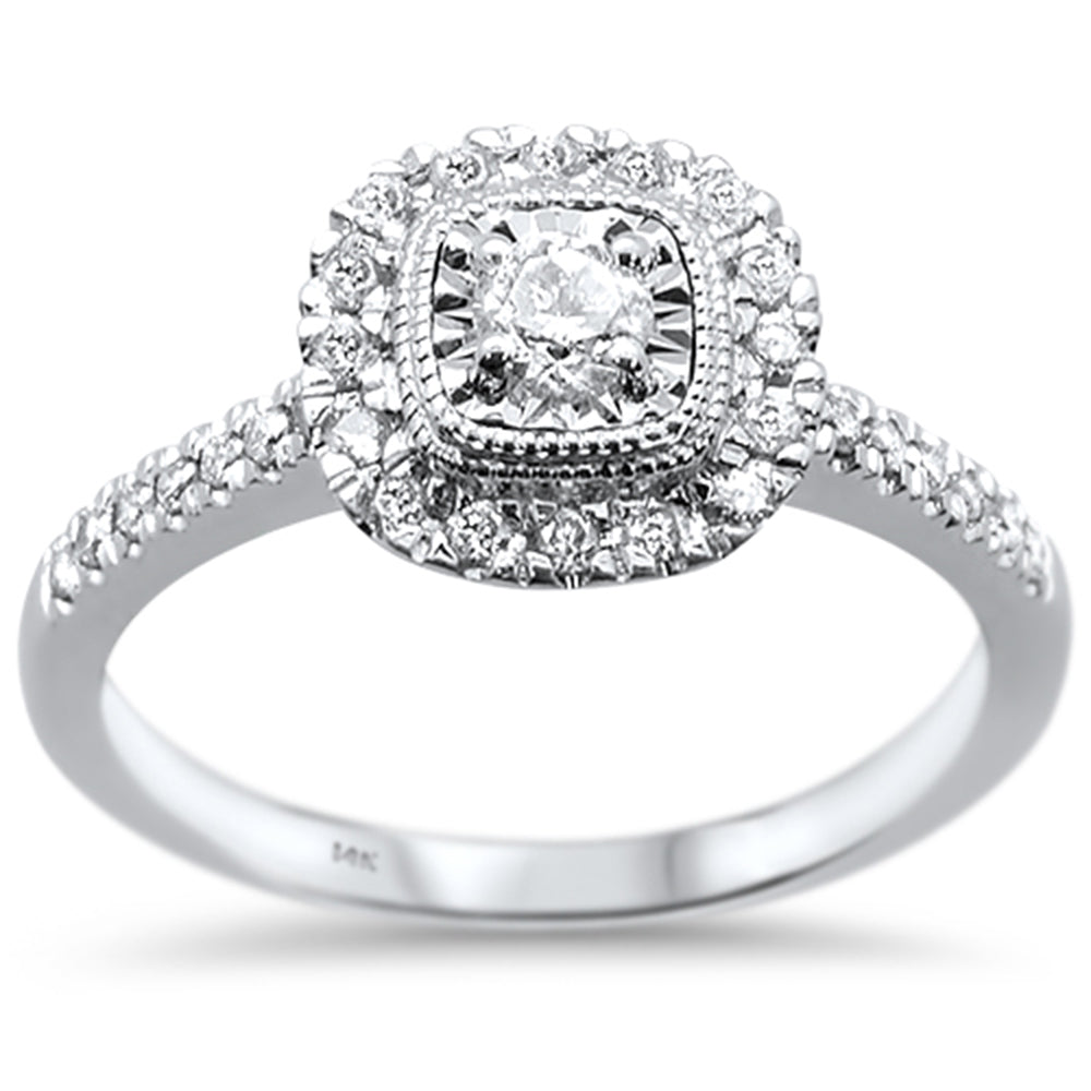 DIAMOND CLOSEOUT! .39ct 14k White Gold Square Diamond Engagement Wedding Ring Size 6.5