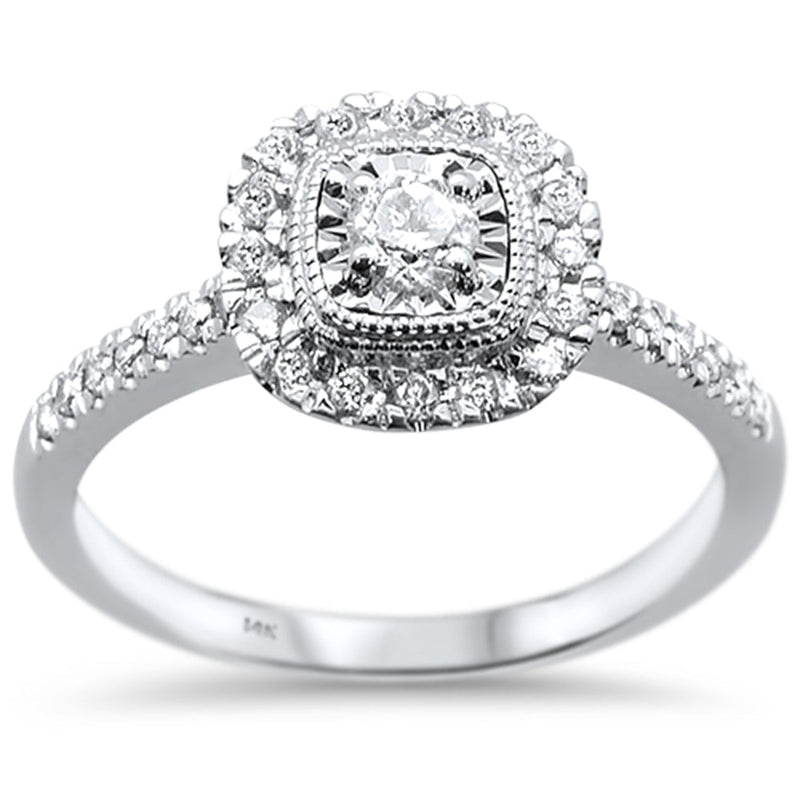 DIAMOND CLOSEOUT! .39ct 14k White Gold Square Diamond Engagement Wedding Ring Size 6.5