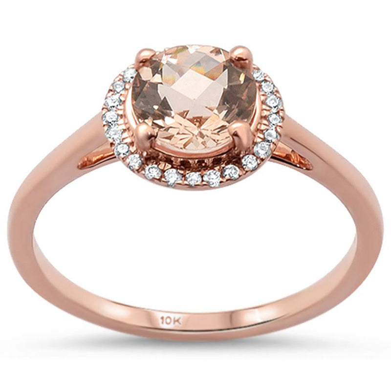 GEMSTONE CLOSEOUT ! 1.06ct F SI Round Morganite 10k Rose Gold Diamond Ring Size 6.5