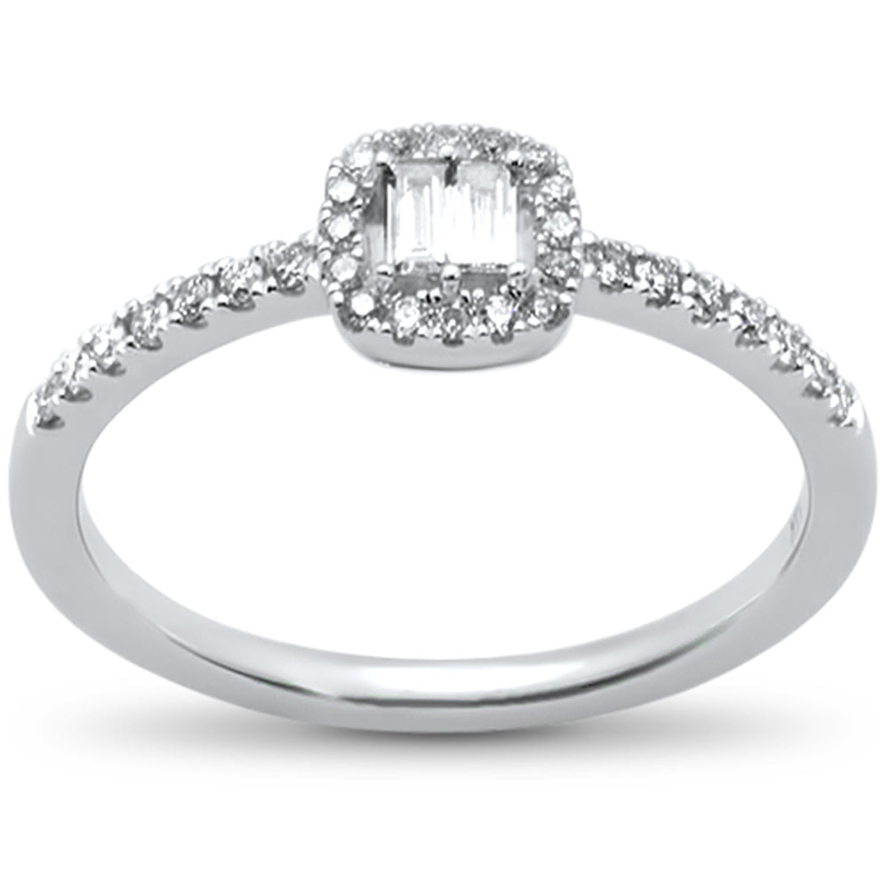 DIAMOND CLOSEOUT! .08cts 14k White Gold Trendy Baguette Diamond Ring Size 6.5
