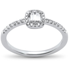 DIAMOND CLOSEOUT! .08cts 14k White Gold Trendy Baguette Diamond Ring Size 6.5