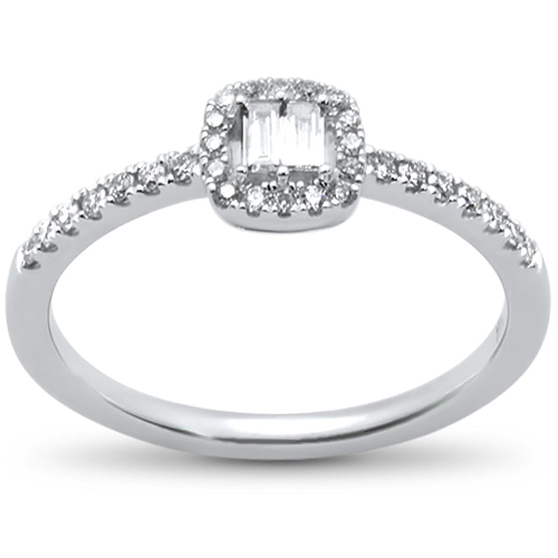 DIAMOND CLOSEOUT! .08cts 14k White Gold Trendy Baguette Diamond Ring Size 6.5