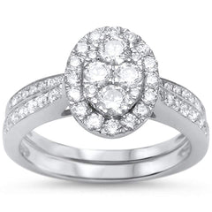 DIAMOND CLOSEOUT!  1.03ct 10k White Gold Diamond Engagement Wedding Ring Bridal Set Size 6.5