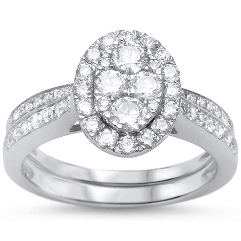 DIAMOND CLOSEOUT!  1.03ct 10k White Gold Diamond Engagement Wedding Ring Bridal Set Size 6.5
