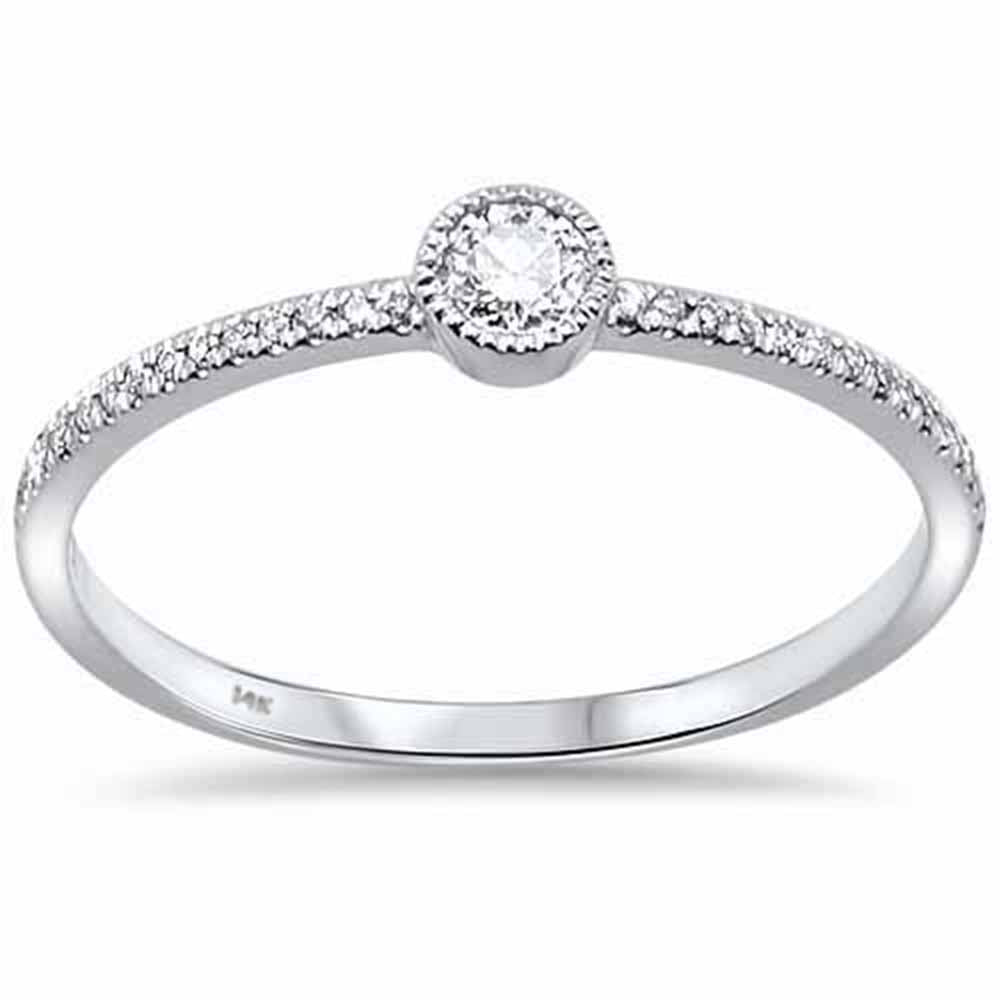 DIAMOND CLOSEOUT! .19ct 14kt White Gold Trendy Diamond Solitaire Ring Size 6.5