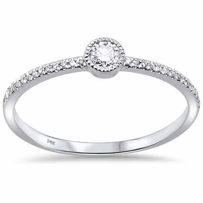 DIAMOND CLOSEOUT! .19ct 14kt White Gold Trendy Diamond Solitaire Ring Size 6.5