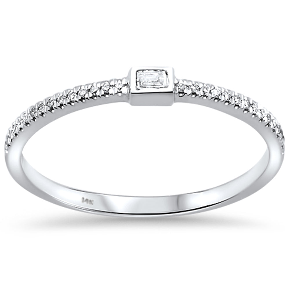 DIAMOND CLOSEOUT! .09ct 14kt White Gold Trendy Bezel Set Diamond Ring Size 6.5