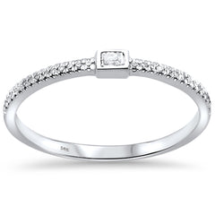 DIAMOND CLOSEOUT! .09ct 14kt White Gold Trendy Bezel Set Diamond Ring Size 6.5