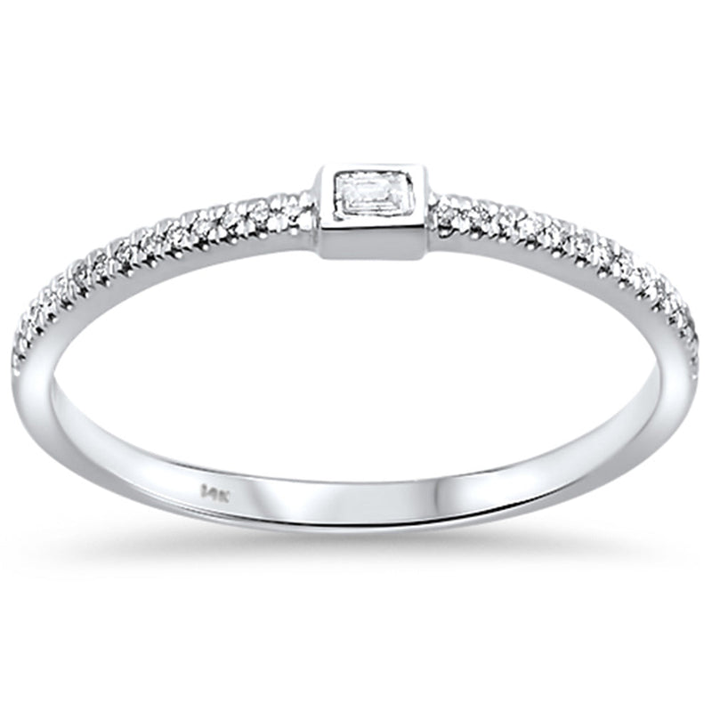 DIAMOND CLOSEOUT! .09ct 14kt White Gold Trendy Bezel Set Diamond Ring Size 6.5