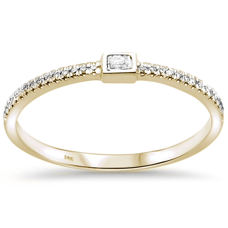 DIAMOND CLOSEOUT! .09ct 14kt Yellow Gold Trendy Bezel Set Diamond Ring Size 6.5