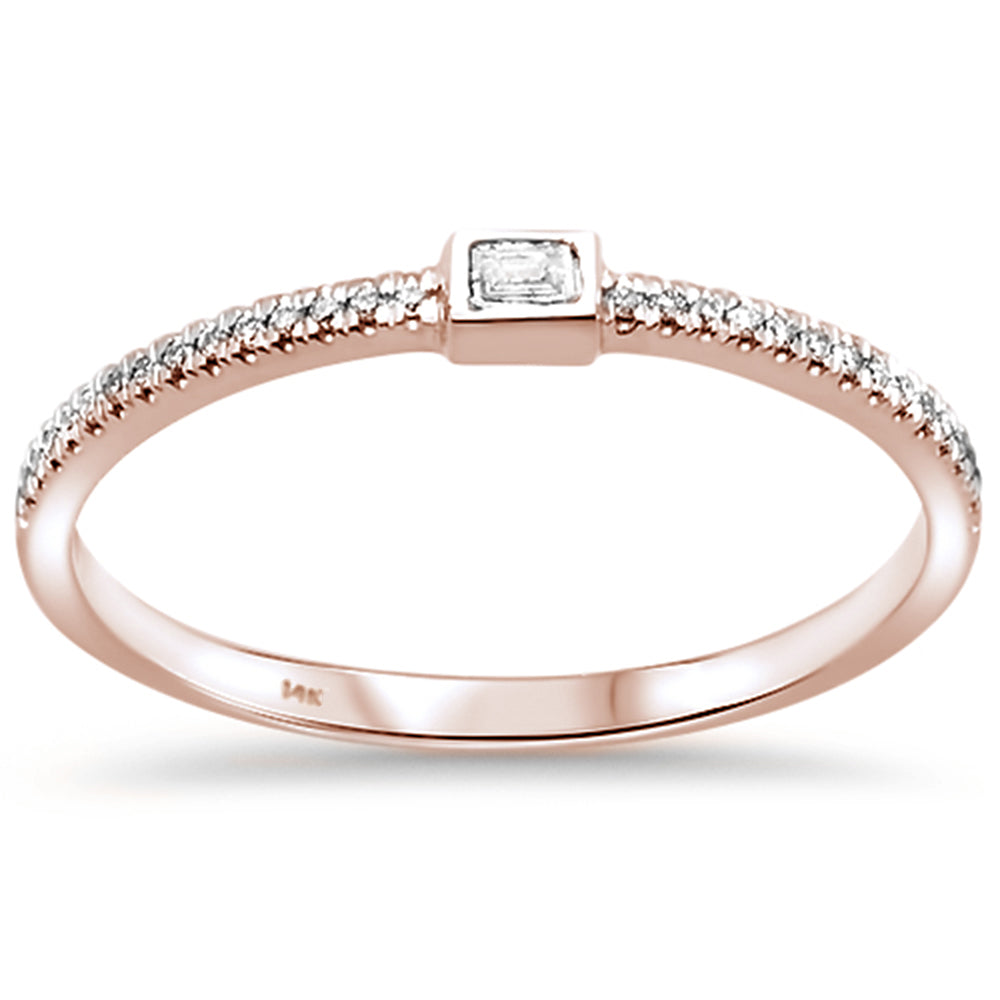 DIAMOND CLOSEOUT! .09ct 14kt Rose Gold Diamond Bezel Set Band Ring Size 6.5