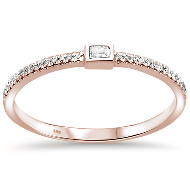 DIAMOND CLOSEOUT! .09ct 14kt Rose Gold Diamond Bezel Set Band Ring Size 6.5