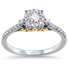 DIAMOND CLOSEOUT! .38ct 14kt Two Tone Gold Round Diamond Engagement Ring Size 7