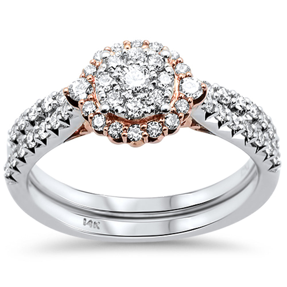 SPECIAL! .74ct 14kt Two Tone Gold Round Diamond Engagement Bridal Set Ring Size 6.5