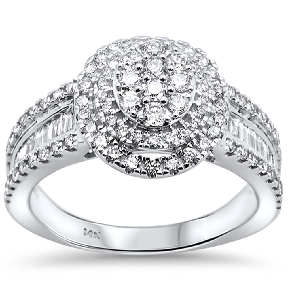 DIAMOND CLOSEOUT! 1.01ct 14kt White Gold Elegant Round & Baguette Diamond Engagement Ring