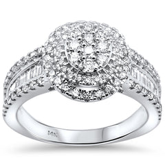 DIAMOND CLOSEOUT! 1.01ct 14kt White Gold Elegant Round & Baguette Diamond Engagement Ring