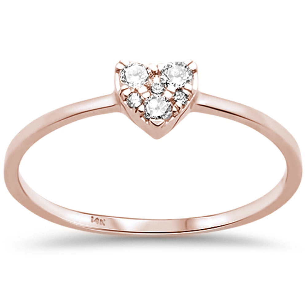 DIAMOND CLOSEOUT! .13ct F SI 14K Rose Gold Heart Diamond Promise Engagement Ring Size 6.5
