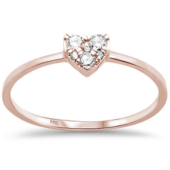 DIAMOND CLOSEOUT! .13ct F SI 14K Rose Gold Heart Diamond Promise Engagement Ring Size 6.5
