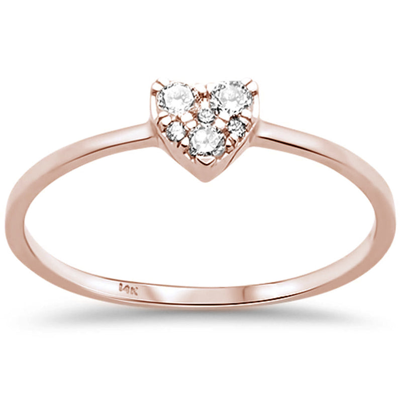 DIAMOND CLOSEOUT! .13ct F SI 14K Rose Gold Heart Diamond Promise Engagement Ring Size 6.5