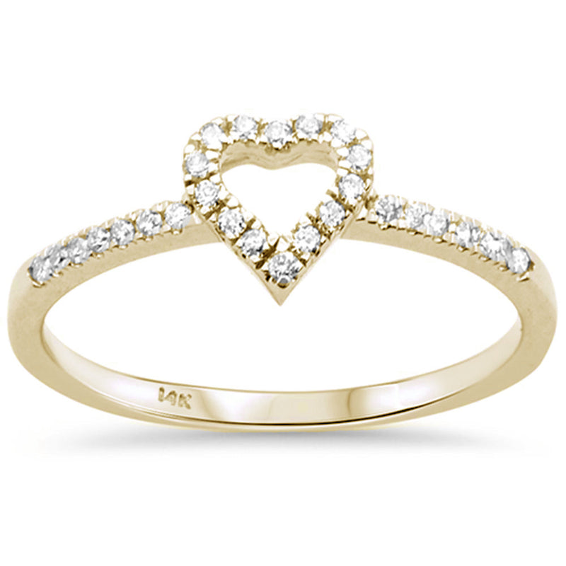 DIAMOND CLOSEOUT! .11ct G SI 14K Yellow Gold Heart Shape Diamond Ring Size 6.5