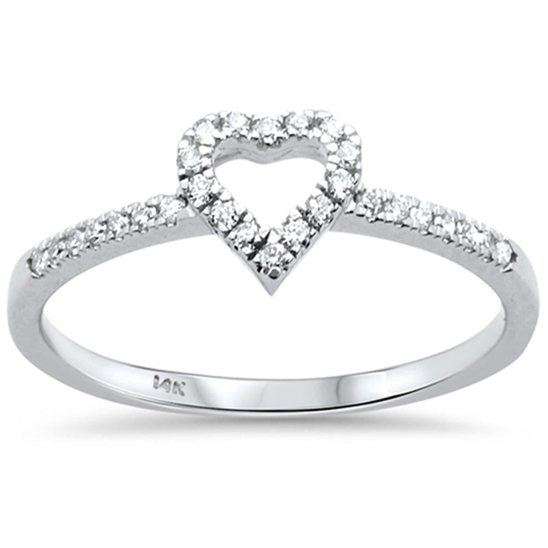 DIAMOND CLOSEOUT! .15ct G SI 14K White Gold Heart Shape Diamond Ring Size 6.5