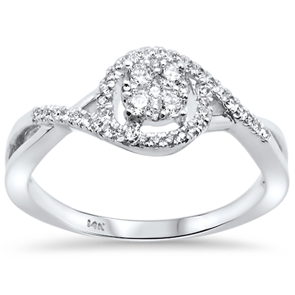 DIAMOND CLOSEOUT! .26ct 14kt White Gold Round Diamond Twisted Band Ring Size 6.5