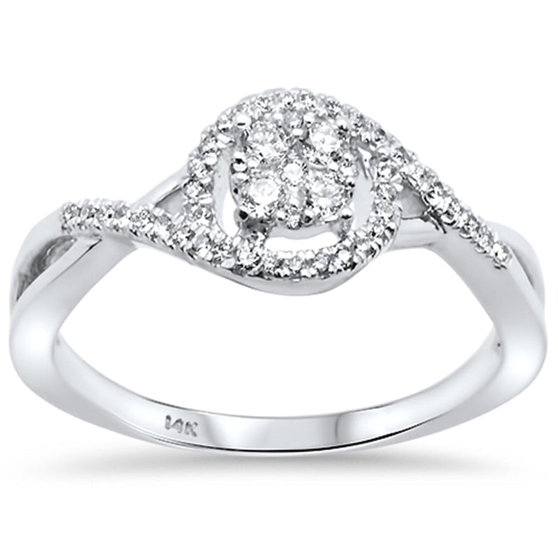 DIAMOND CLOSEOUT! .26ct 14kt White Gold Round Diamond Twisted Band Ring Size 6.5