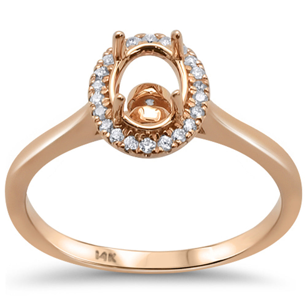 DIAMOND CLOSEOUT! .15ct 14kt Rose Gold Oval Diamond Semi-Mount Ring Size 6.5