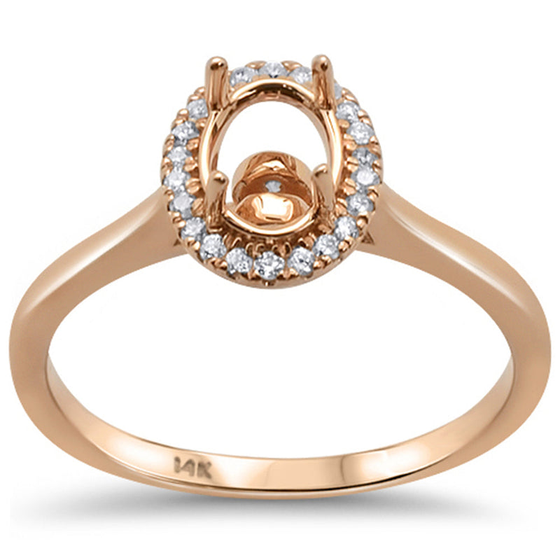 DIAMOND CLOSEOUT! .15ct 14kt Rose Gold Oval Diamond Semi-Mount Ring Size 6.5