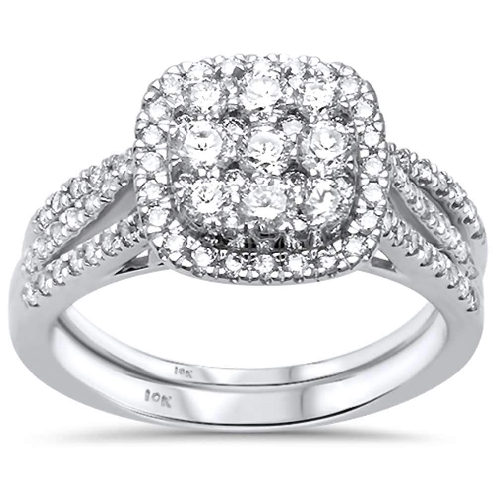 DIAMOND CLOSEOUT! 1.04 ct 10kt White Gold Princess Diamond Engagement Bridal Set Size 6.5