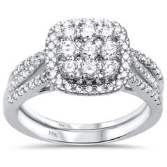 DIAMOND CLOSEOUT! 1.04 ct 10kt White Gold Princess Diamond Engagement Bridal Set Size 6.5