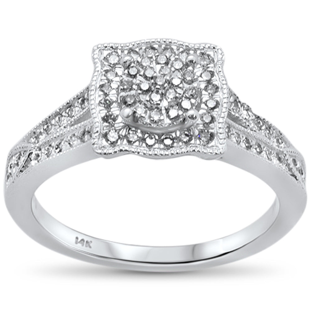DIAMOND CLOSEOUT! .32ct 14k White Gold Square Diamond Engagement Ring Size 6.5