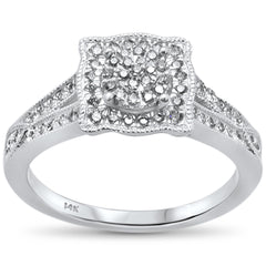 DIAMOND CLOSEOUT! .32ct 14k White Gold Square Diamond Engagement Ring Size 6.5