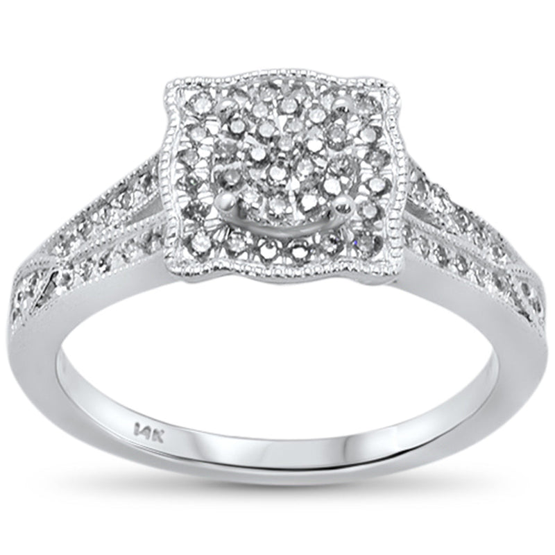 DIAMOND CLOSEOUT! .32ct 14k White Gold Square Diamond Engagement Ring Size 6.5