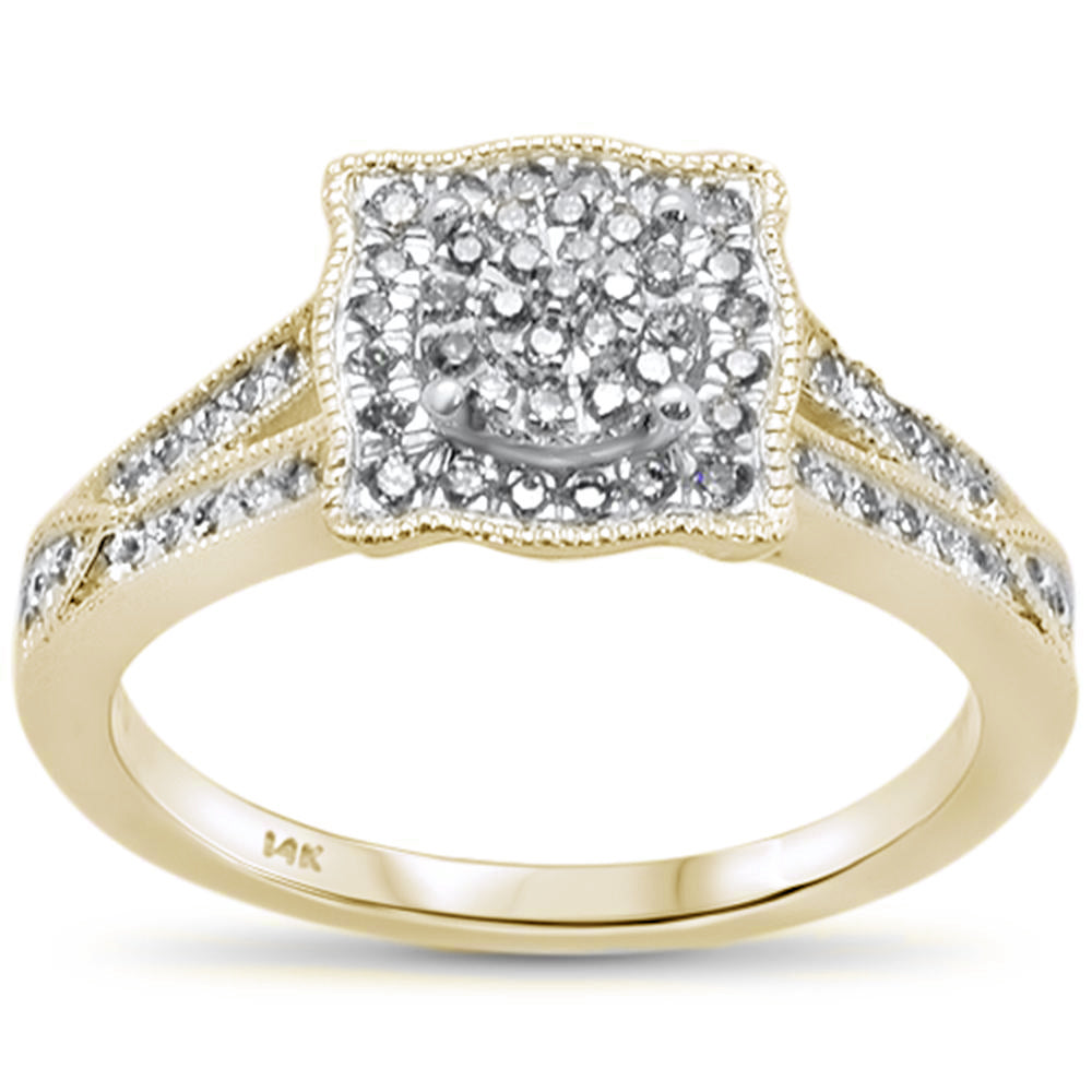 DIAMOND CLOSEOUT! .32ct 14k Yellow Gold Square Diamond Engagement Ring Size 6.5