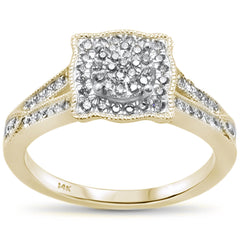 DIAMOND CLOSEOUT! .32ct 14k Yellow Gold Square Diamond Engagement Ring Size 6.5