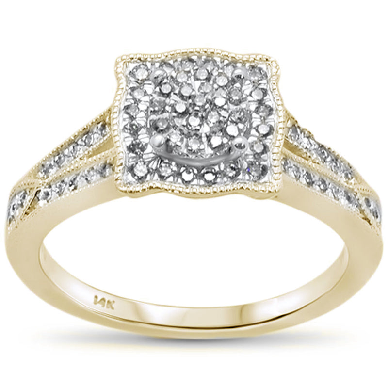 DIAMOND CLOSEOUT! .32ct 14k Yellow Gold Square Diamond Engagement Ring Size 6.5
