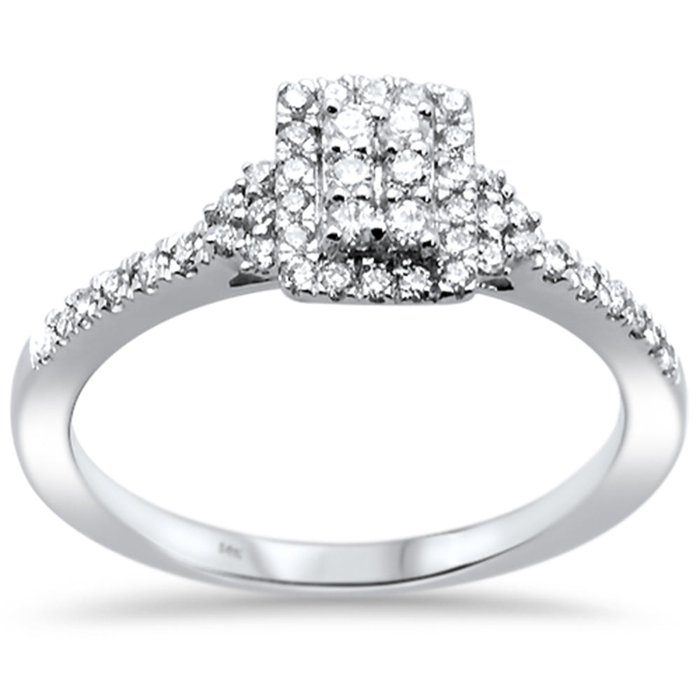 GEMSTONE CLOSEOUT! .31ct 14k White Gold Emerald Shape Diamond Engagement Ring Size 6.5