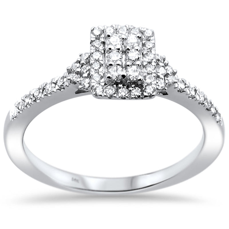 GEMSTONE CLOSEOUT! .31ct 14k White Gold Emerald Shape Diamond Engagement Ring Size 6.5