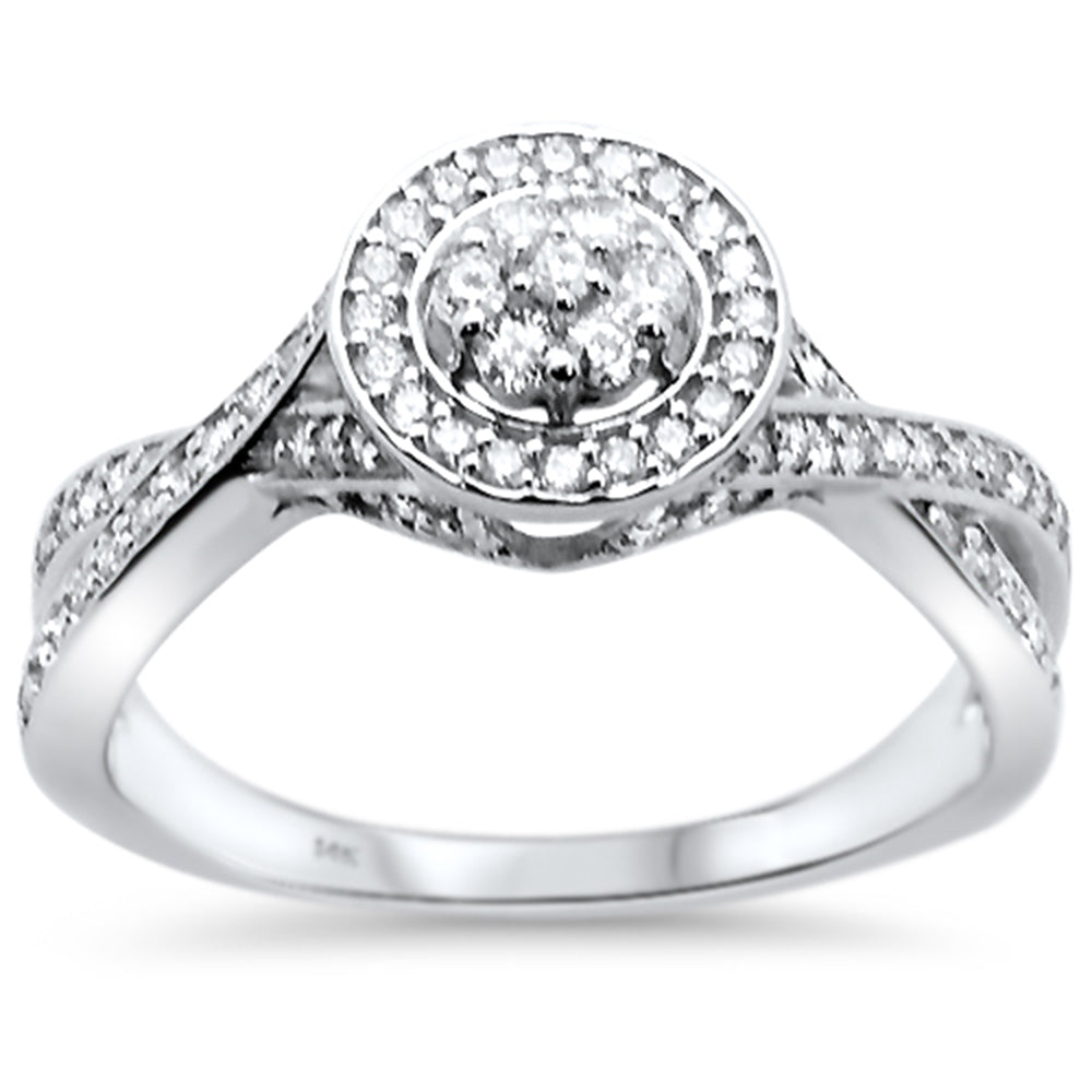 DIAMOND CLOSEOUT!  .41ct 14k White Gold Round Diamond Twisted Band Engagement Ring Size 6.5