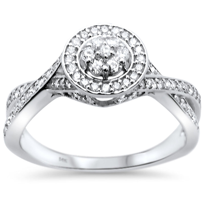 DIAMOND CLOSEOUT!  .41ct 14k White Gold Round Diamond Twisted Band Engagement Ring Size 6.5