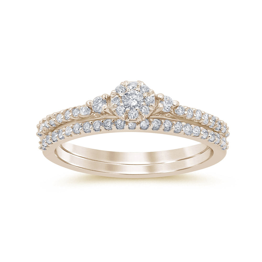 SPECIAL! .43ct 14K Yellow Gold Round Diamond Engagement Bridal Set Rings Size 6.5