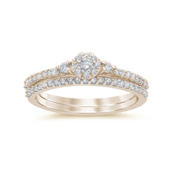 SPECIAL! .43ct 14K Yellow Gold Round Diamond Engagement Bridal Set Rings Size 6.5