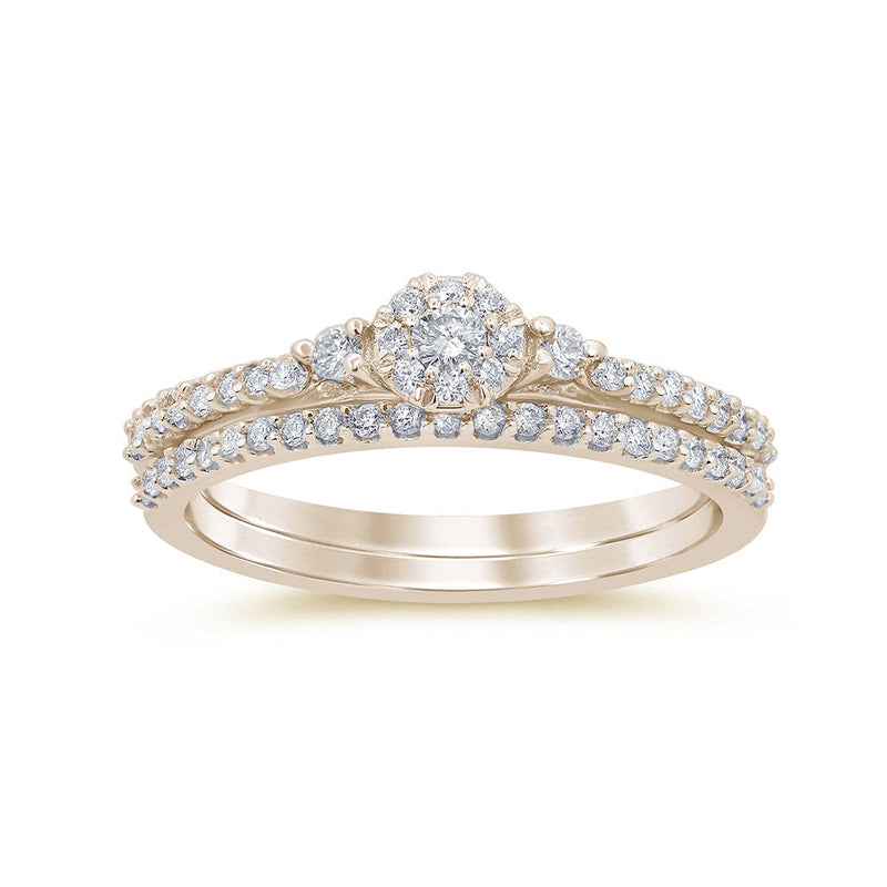 SPECIAL! .43ct 14K Yellow Gold Round Diamond Engagement Bridal Set Rings Size 6.5